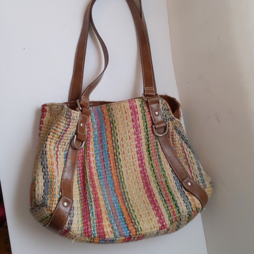 Rosetti multicolored woven raffia bag-10x15x4 in.